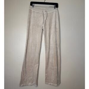 Loved Y2K Juicy Couture Cream/Beige Velour Basics Track Wide Leg Pants